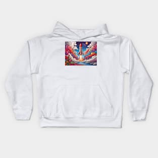 Rocketing through Cloudscapes: A Coloring Spectacle (142) Kids Hoodie